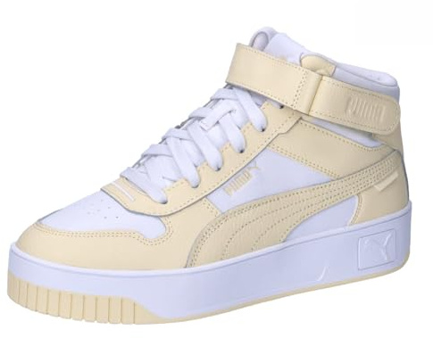 Puma Women Carina Street MID Sneaker, Puma White-Creamy Vanilla, 40.5 EU