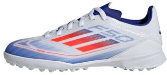 adidas Unisex Kids F50 League Football Boots Turf, Cloud White/Solar Red/Lucid Blue, 10 UK Child