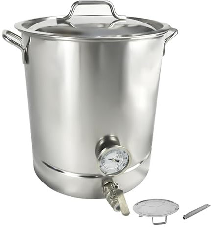 304 Edelstahl Hausgebräu Kessel Stock Pot Heimbrauerei Topf Mit Ventil, Doppelte Filtrierung, Thermometer Und Filter Zum Brauen (30-60L),30L