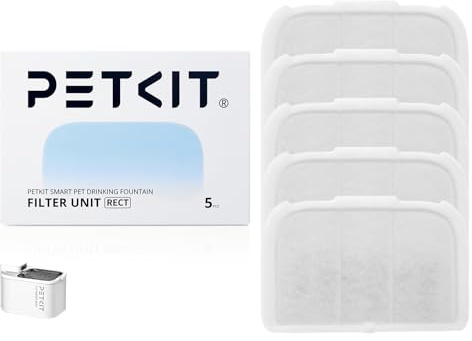 PETKIT Filtro para Fuente de Gatos, 5 Piezas, para la Fuente para Gatos Sin Cable EVERSWEET MAX, Carbón Activo, Filtración de Alta Eficacia