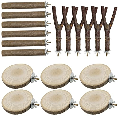 Allazone 18 Pz Posatoi per Pappagalli, Posatoi Naturali Accessori per uccelli, Giochi per Pappagalli Giocattoli per Pappagalli Accessorio per Gabbia per Uccelli per Cacatua, Parrocchetto