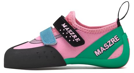 MASZRE Kids Rock Climbing Shoes for Sport Climbing and Bouldering Black (34,Pink)