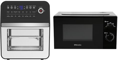 Emtronics Kitchen Set 12L Air Fryer Oven Combi & 20L 700W Microwave - Black