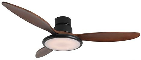 Megashopitalia Ventilatore da Soffitto in Legno Massello con Lampada Led con Telecomando 40W DC (Legno scuro)