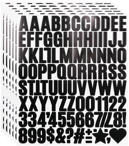1 Inch Small Vinyl Letters Number Stickers, Black Self Adhesive Alphabet