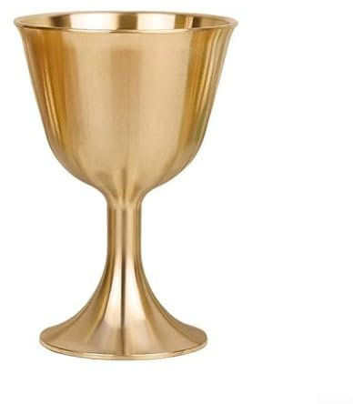 HomeVortex Copa de cáliz de latón de estilo vintage, copa de vino de cobre con borde liso, vaso de metal dorado para vino tinto, cerveza, agua, portátil, reutilizable (L)