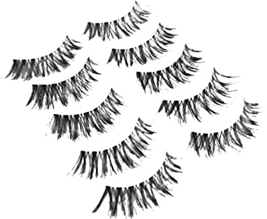 GANAZONO Faux Cils Naturels Croisés 5 Paires Effet Densifié Transparent Bande Invisible pour Femmes et Filles Maquillage Quotidien Fêtes