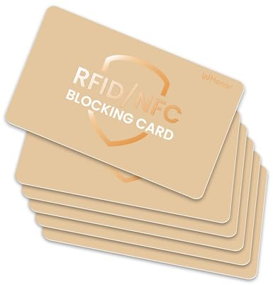 WHonor RFID Blocking Card 6 Pack, Bank Debit Credit Card Protector, Anti-Theft Contactless NFC Blocker, One Card Protect Entire Wallet (Golden, 6 Pack)