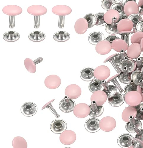 QUARKZMAN 60 stycken ihåliga nitar, 10 x 10 mm lädernitar, stativ metall gör-det-själv punk för skruvnitar, väskor, läderband, rockar, handskar – rosa