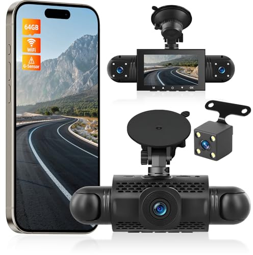 NHOPEEW Dashcam 4 canaux 360° - Caméra embarquée 3 pouces pour Voiture Avec 4 caméras - Enregistrement en Boucle Capteurs G WiFi Vision Nocturne Surveillance Parking 24h/24