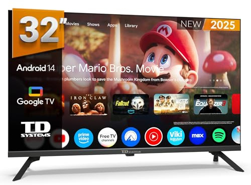 TD Systems - Smart TV 32 Pouces, Android 14 GTV, télévision TNT HD, modèle 2025, téléviseur avec 2 Ans de Garantie - PRIME32K21GLE
