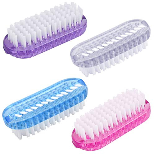 4 Pcs Nail Brushes Hand Brush Plastic Fingernail Scrubber Two-Sided Scrubbing Brushes Finger Tip Cleaning Brushes for Toes Nails Hands Cleaning Nail Art