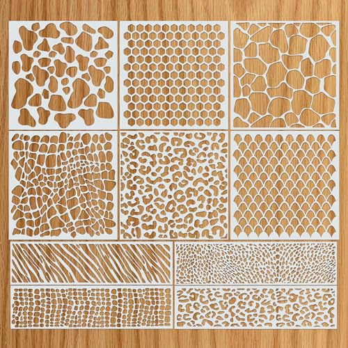 Stencils for Painting on Wood - Pattern Painting Stencil Templates - Stencils for Crafts Reusable on Cookies Tile Furniture Wall Floor -Cow Print Stencil, Animal Print Decorations for Baking, Drawing