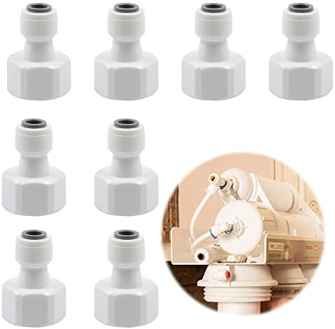 Adaptateur Purificateur Connecteur Filtre Eau - Connexion Tuyau Alimentation Raccord Fileté 1/2 Converti en Rapide 1/4 pour Raccorder les Raccords Tuyauterie Réfrigérateur, 8 Pièces