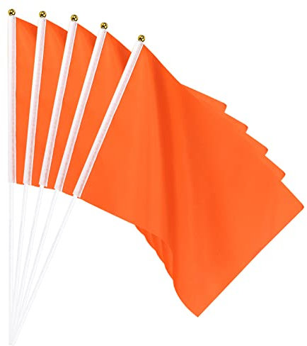 sourcing map Paket mit 12 Flagge Stick Klein Mini DIY Quadrat für Party 11.8x7.8 Orange