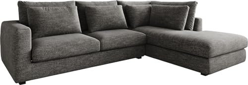 DELIFE Eckcouch Isla Chenille Anthrazit 330x225 cm Ottomane rechts