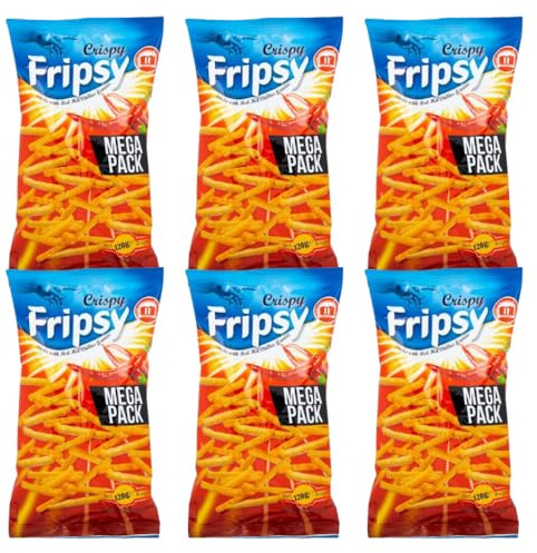 Fripsy Potato crisps Potato Sticks HACCP Halal Certified 120g (6 Pack, Red Hot Chilli)