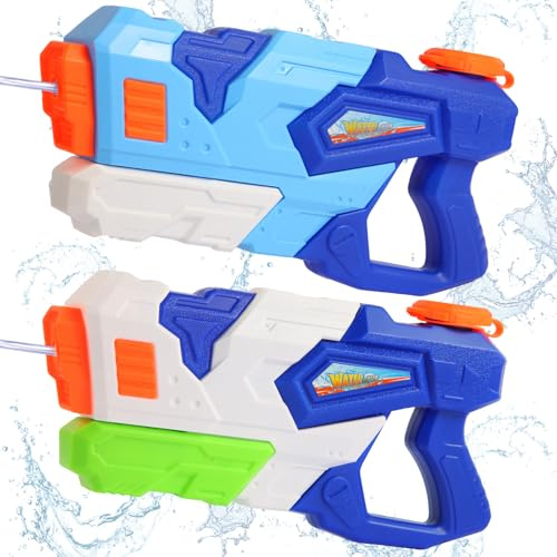 Lekwaiin Pistolet a Eau pour Enfants, 2 Pcs 700ml Haute Capacité Fusil a Eau avec 10 mètres de portée, Pistolets et fusils à Eau Jouets d'été pour Adultes pour Les Plein Air, Piscine, Plage