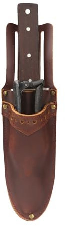 Tourbon Sécateur en cuir véritable pour couteau de jardin avec étui à deux poches