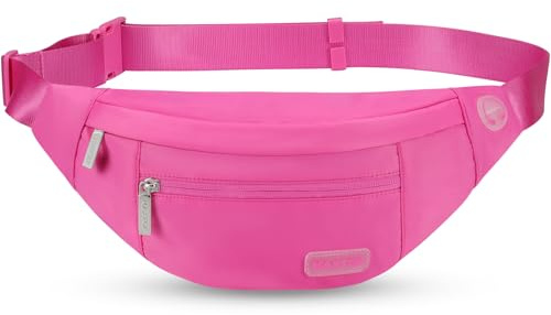 MAXTOP Large Bumbag Waist Fanny Pack Running Belt for Men Women Unisex Bum Bag with Headphone Jack and 4-Zipper Pockets Adjustable Belt for Travel Running Jogging Workout Hiking Gifts Rose Red
