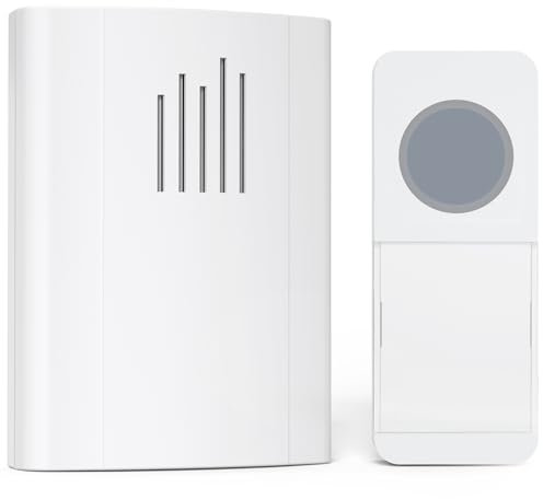 Wireless Door Bell, SURNICE IP55 Waterproof Doorbell Chime Operating at 1300 Feet with 63 Melodies, Name Plate (Battery Version)