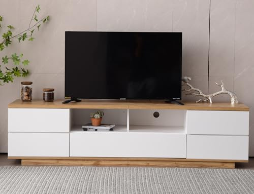 MSMOK Mueble para TV de color blanco, 180 cm