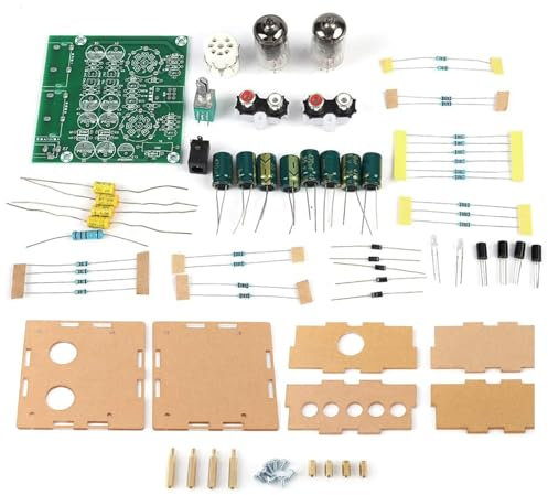 Kit de amplificador de tubo, preamplificador de válvula electrónica 6j1, preamplificador de bricolaje, kit de piezas de protección de carcasa con kit de carcasa de caja, kit de placa de