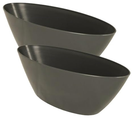 MePla - 2 Stück Orchideen-Schiffchen - wetterfestes Pflanzgefäß - UV-beständiger Blumenkübel - Pflanzschale - Schale - L 40 cm - anthrazit