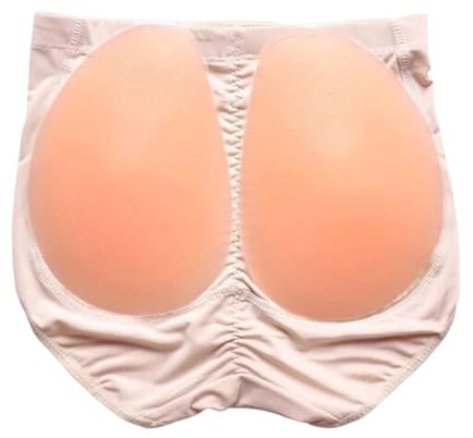 Eforcase Ropa interior acolchada con levantamiento de glúteos para mujer, con control de cadera, almohadilla de silicona extraíble, bragas falsas, Beige/300 g, S