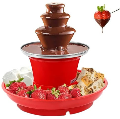 CHANGLKJ Set De Fondue De Chocolate De 3 Niveles, Máquina para Fondue De Chocolate con Bandeja Desmontable, Capacidad De 280 Ml, Flujo Continuo Y Salsa Uniforme, para Fiestas, Bufés Y Restaurantes