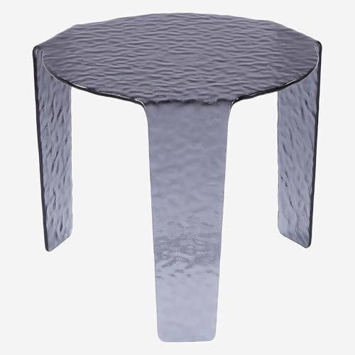 Vente-unique Habitat - Table Basse Ronde en Verre bullé - 50 cm - Gris fumé Fegina