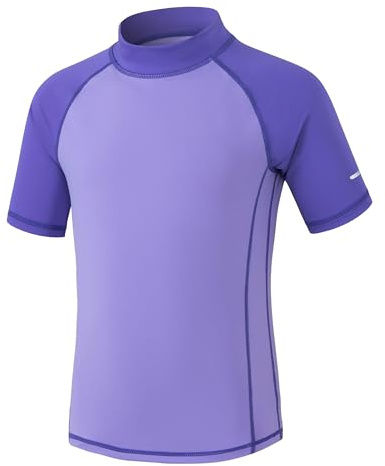 Barn UV skjorta kortärmad pojkar badskjorta UPF 50+ solskydd simskjorta rashguard med reflektorränder snabbtorkande klorresistent 3–14 år