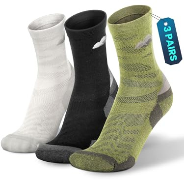 Rahhint Quick Dry Ultra-Lightweight Merino Wool Compression Running Socks Men Women Anti-Blister Crew Mixcolor L