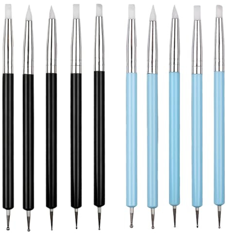 YFTRFR 10 Piezas Herramientas para Esculpir Arcilla de Goma de Silicona Herramientas de Arcilla para Tallar para Bolas de Puntos por Manualidades de Cerámica y Manualidades de Uñas Fondant