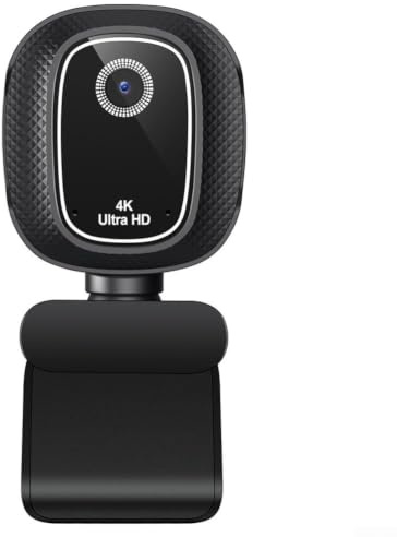 Cámara web Full HD 4K con doble micrófono con cancelación de ruido, obturador de privacidad para equipos de zoom, conferencias, corrección de poca luz, visión amplia, 9 x 3,5 x 7 cm (4K)