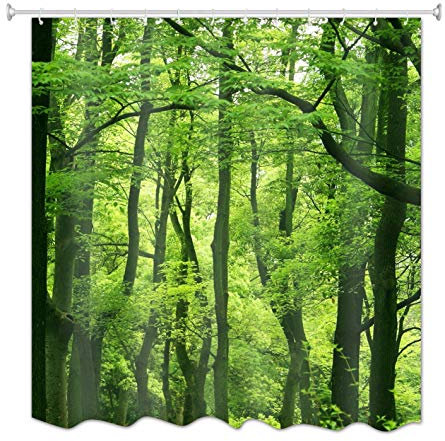 A.Monamour Natur Landschaft Grüne Bäume Wald Bild Druck Textil Duschvorhang Für Bad Zubehör wasserdichte Tischdecke 180X200 cm / 72 X78