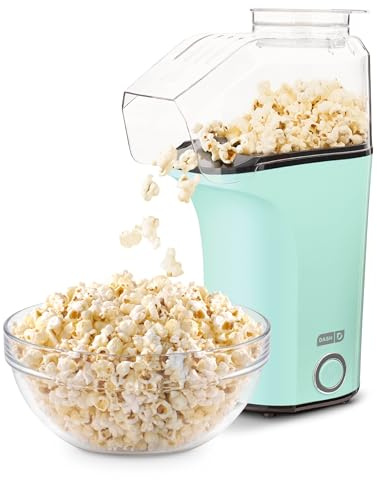 DASH Fresh Pop Popcorn Maker - Oil-Free, Air Popcorn Popper - With Measuring Cup & Recipe Guide - Perfect for Movie Nights - 16 Cups, Aqua