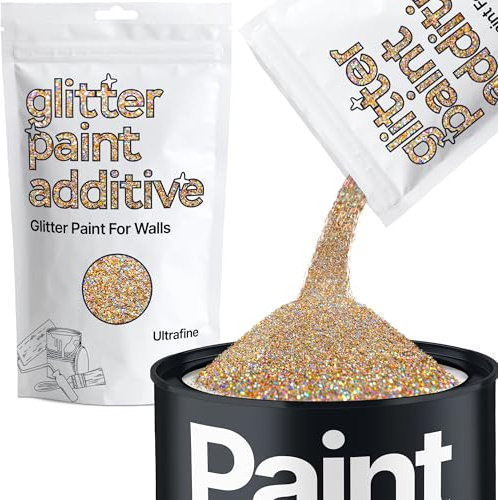 Hemway Gold Silver Holographic Glitter Paint Additive Ultrafine 100g | for Paints & Varnish | Paint Walls Sparkly Add to Emulsion, Acrylic or Lacquer Indoor