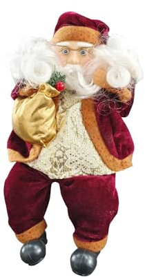 Christmas Plush Decor Sitting Shelf Santa Claus Figurine Holiday Xmas Party Flexible Ornaments Stuffed Decor for Home Office Table