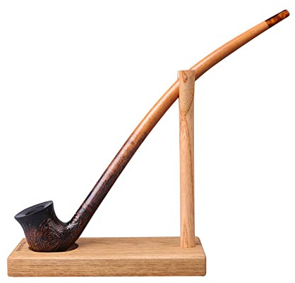 MUXIANG Wooden Pipe Stand Rack Holder for 1 Churchwarden Tobacco Smoking Pipe-Handmade from Solid Wood- Special for long Pipe FA0100 (Pipe just for display not include)