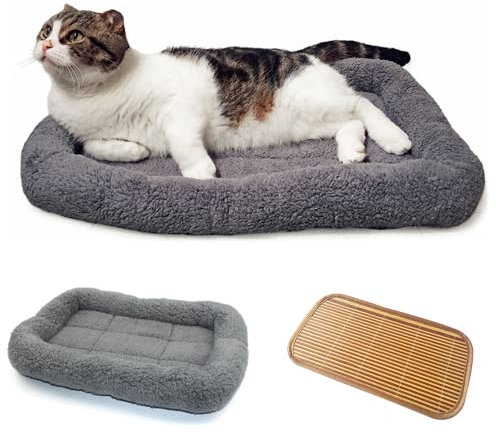 Katzenbett Hundebett Sanft Katzenkissen Plüsch Wärmematte für Kleinen Hunde Katze Hasen Hundematte mit Bambusmatte Katzenbetten 45 x 30 cm