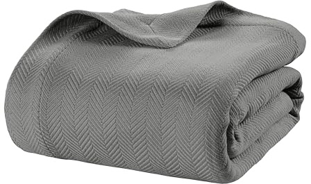 LANE LINEN Queen 100% Cotton Blanket, 350 GSM Medium Weight