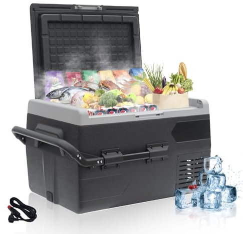 Techomey Glacière à Compression, 50L, Glacière Electrique 12V/24V et 220-240V, Réfrigérateur de Voiture, Congélateur Portable pour Camping car, Camion, Caravane, Bateau, -20°C-20°C