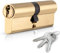 Brass 35/35 Euro Cylinder Lock (70mm), Euro Door Barrel Lock with 3 Keys, Anti-Bump, Anti-Drill and Anti-Pick Door Lock with Key (Brass, 35/35)