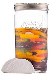 Kilner Fermentier Set / 1 Liter Glas mit Gärungsdeckel/einfaches Haltbarmachen von Gemüse/Fermentieren Starter Set/Konservieren von Gemüse, wie Sauerkraut und Kimchi/Einmachglas 1l