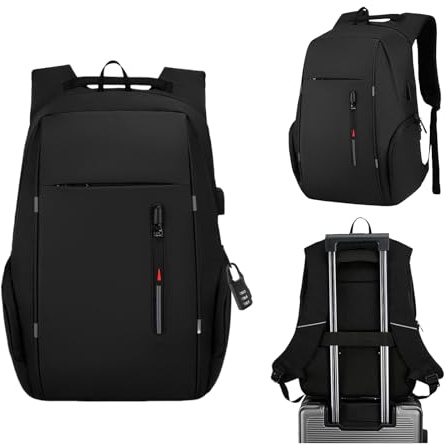 VIRAHYEM Anti-Theft Laptop Backpack, Business Laptop Rucksack Bag, Black