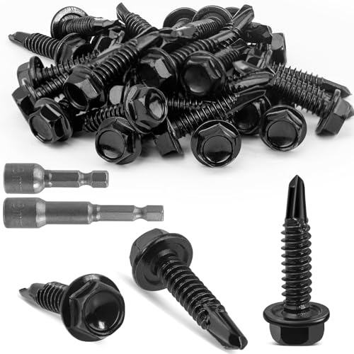 TXXATX M5.5x50 mm Self Drilling Screws for Metal 30 Pcs Hex Head Roofing Screws 410 Stainless Steel Self Tapping Screws Metal with Washers for Plastic Roof Sheet Trapezoidal Sheet Canopies Railings