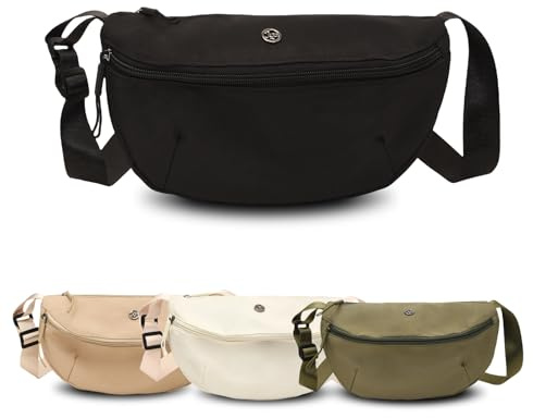 Sahunfri Bumbags for Ladies, Fanny Pack for Women Men with 2-Zipper Pockets, Waist Bum Bag Adjustable Belt Large Capacity, Lightweight Waterproof Waist Pack Suitable for Daily Use (Black)