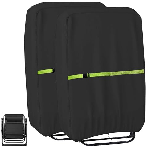 Trädgård noll gravitation hopfällbara stolskydd, 600D uteplats liggande stolskydd vattentätt 2-pack, utomhus uteplats solstol skydd med förvaringsväska, 72 B x 16 D x 110 cm