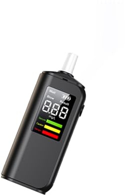 PTDHE Alcoholímetro portátil certificado CE, prueba de alcohol con pantalla LED de alta definición, alta precisión, carga tipo C, dos métodos de prueba, con 7 boquillas (negro elegante 1,6 pulgadas)
